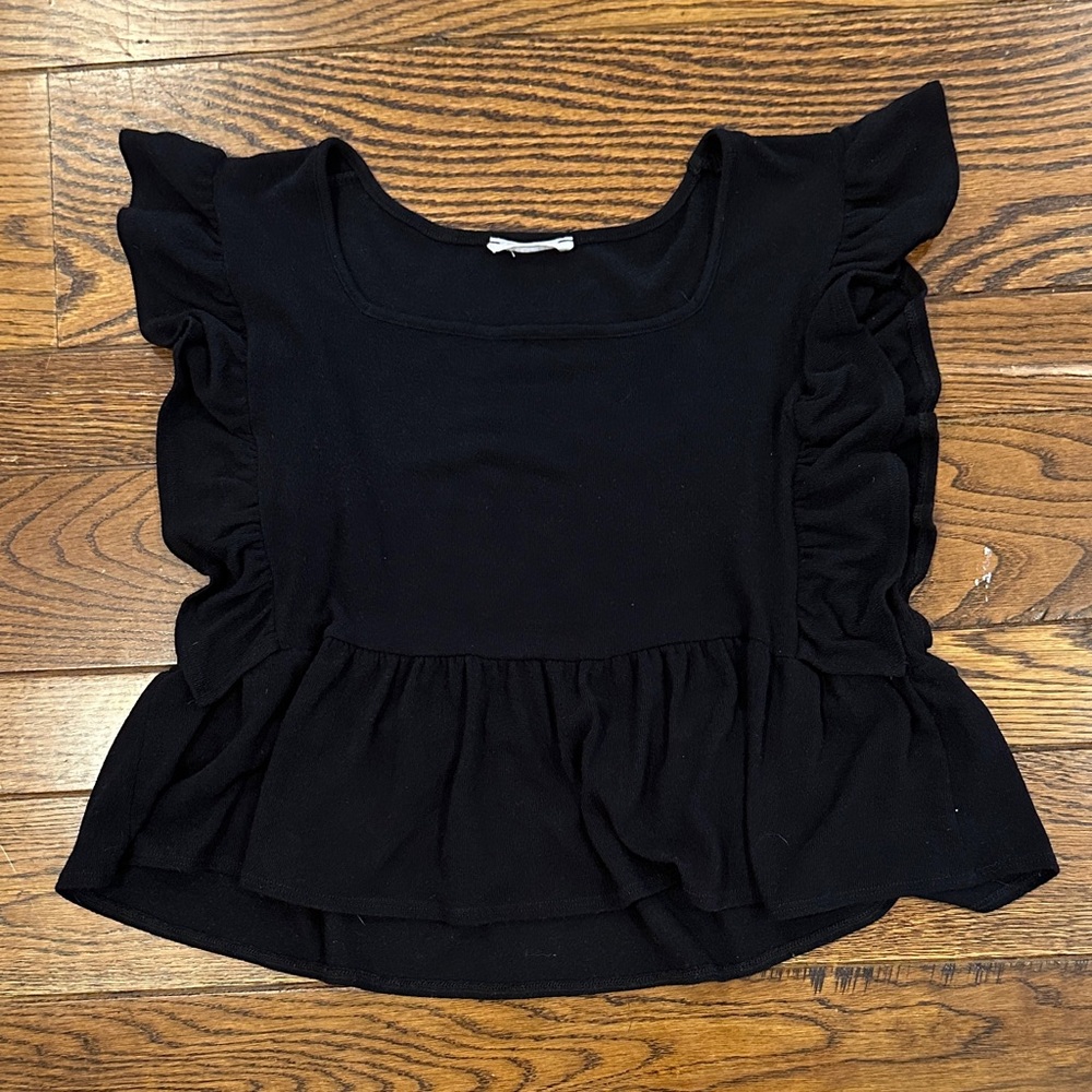 Jolie Black Ruffled Blouse